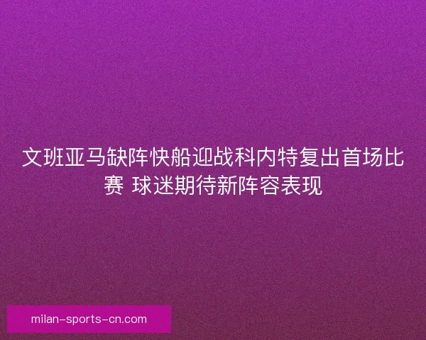 文班亚马缺阵快船迎战科内特复出首场比赛 球迷期待新阵容表现
